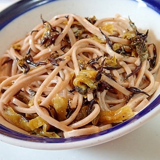 麺つゆ/マヨで　辛子高菜と伊勢ひじきの混ぜ蕎麦